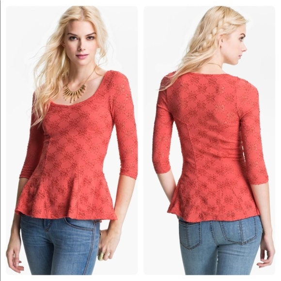 Free People Tops - *SOLD* Free People Daisy Pointelle Peplum Top S